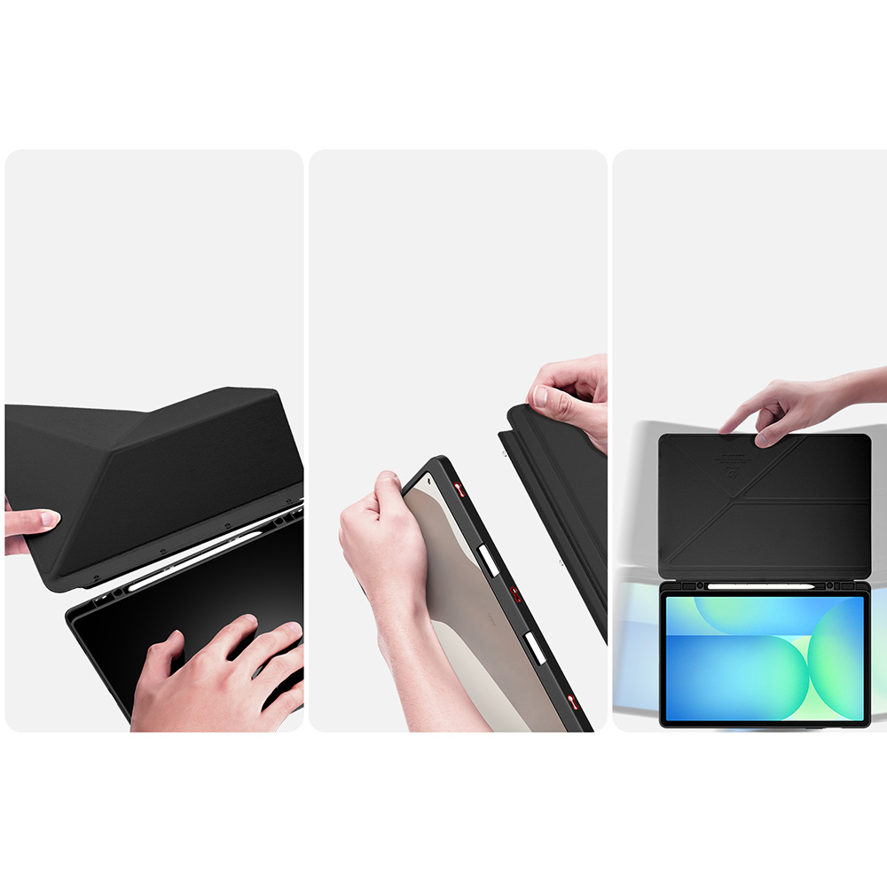 Etui z klapką Dux Ducis Magi do Galaxy Tab S10 FE Plus, przezroczysto-czarne